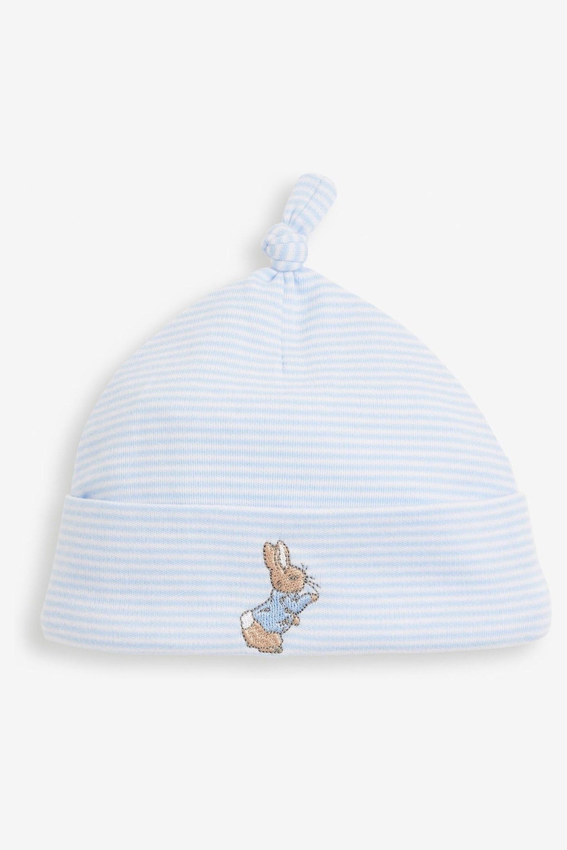 JoJo Maman Bébé Blue 2-Piece Peter Rabbit Smocked Baby Sleepsuit & Hat Set - Image 3 of 5