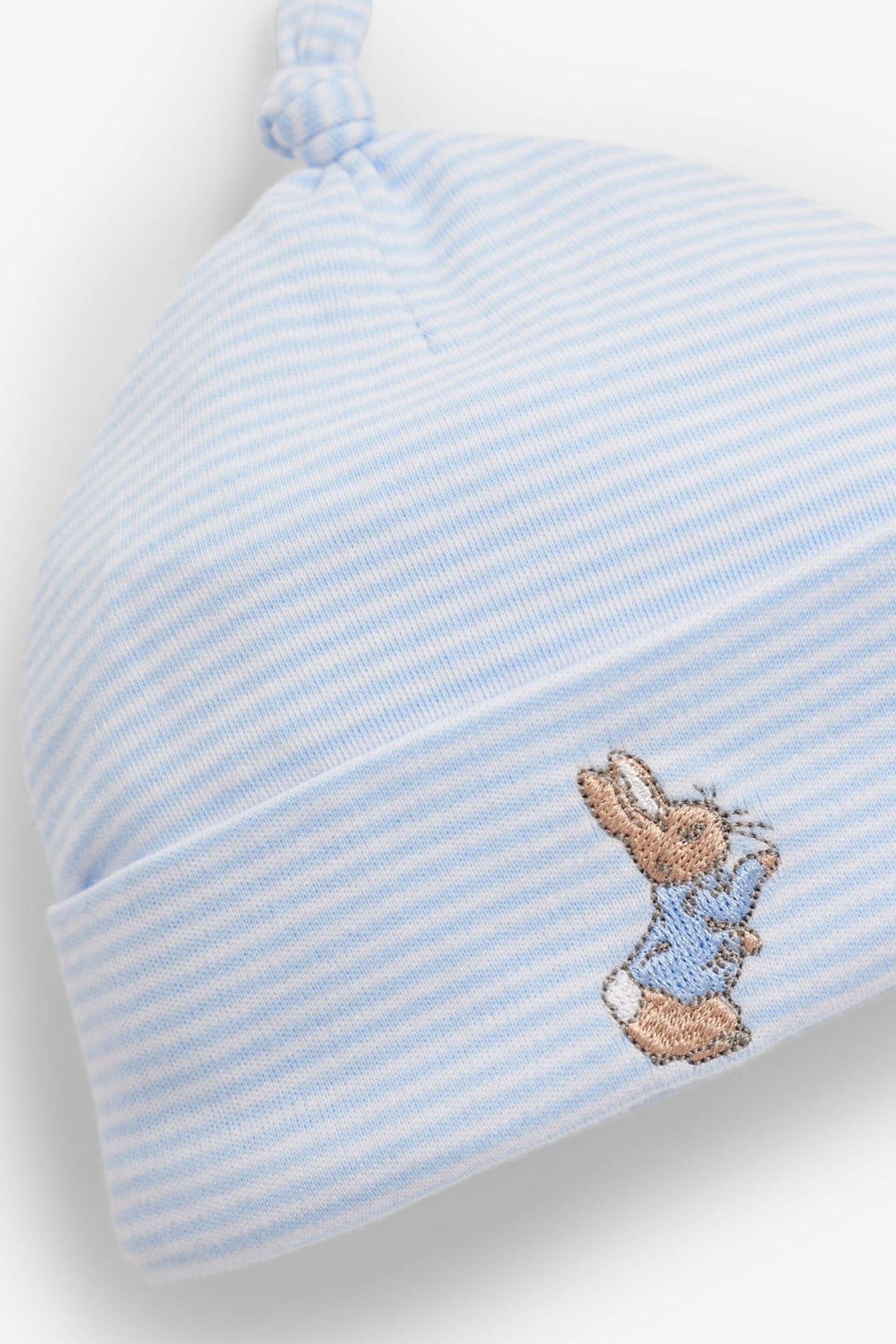 JoJo Maman Bébé Blue 2-Piece Peter Rabbit Smocked Baby Sleepsuit & Hat Set - Image 5 of 5