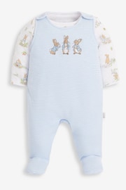 JoJo Maman Bébé Blue 2-Piece Peter Rabbit Baby Dungaree Set - Image 4 of 8