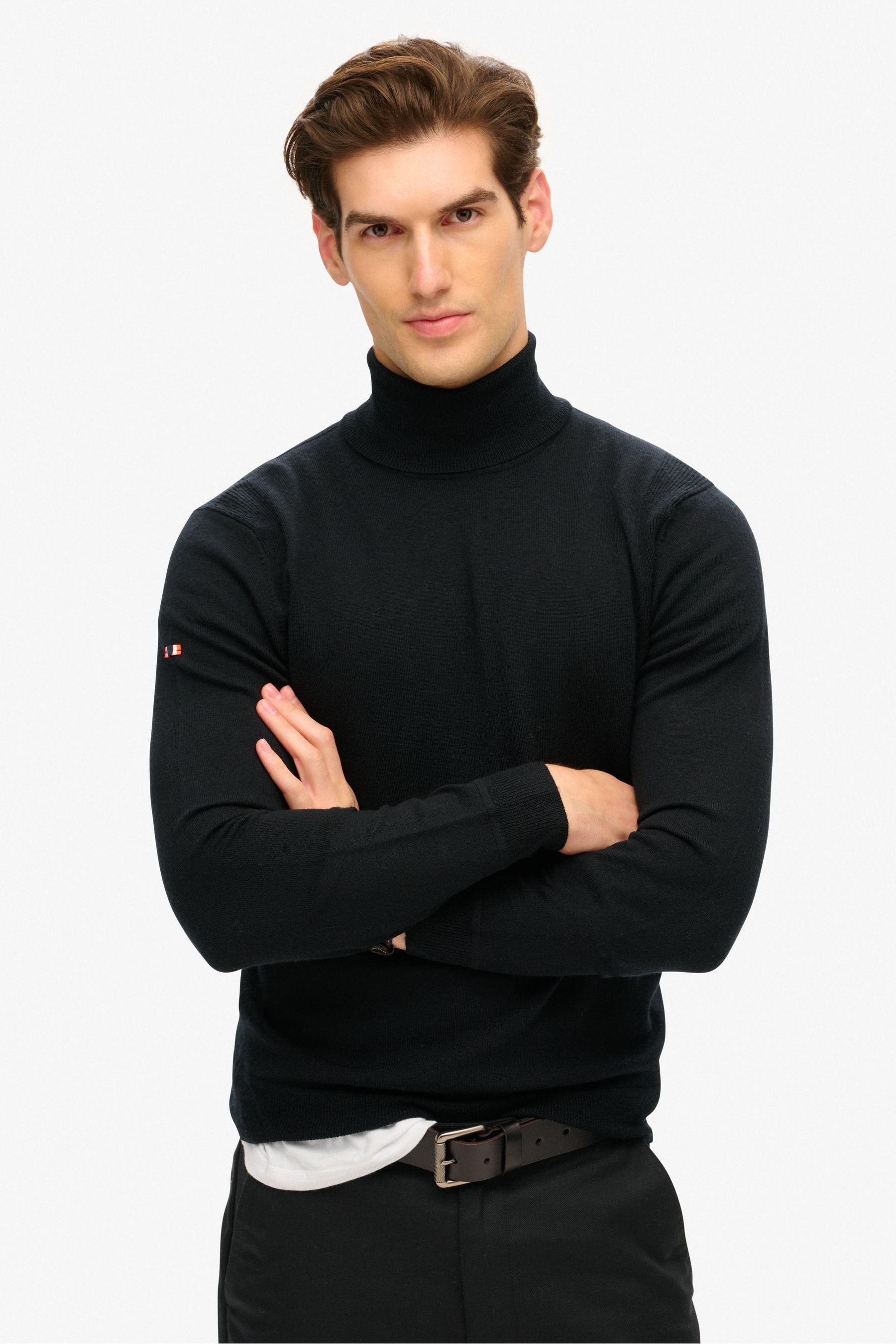 Buy Superdry Black Merino Roll Neck Jumper from Next Mexico