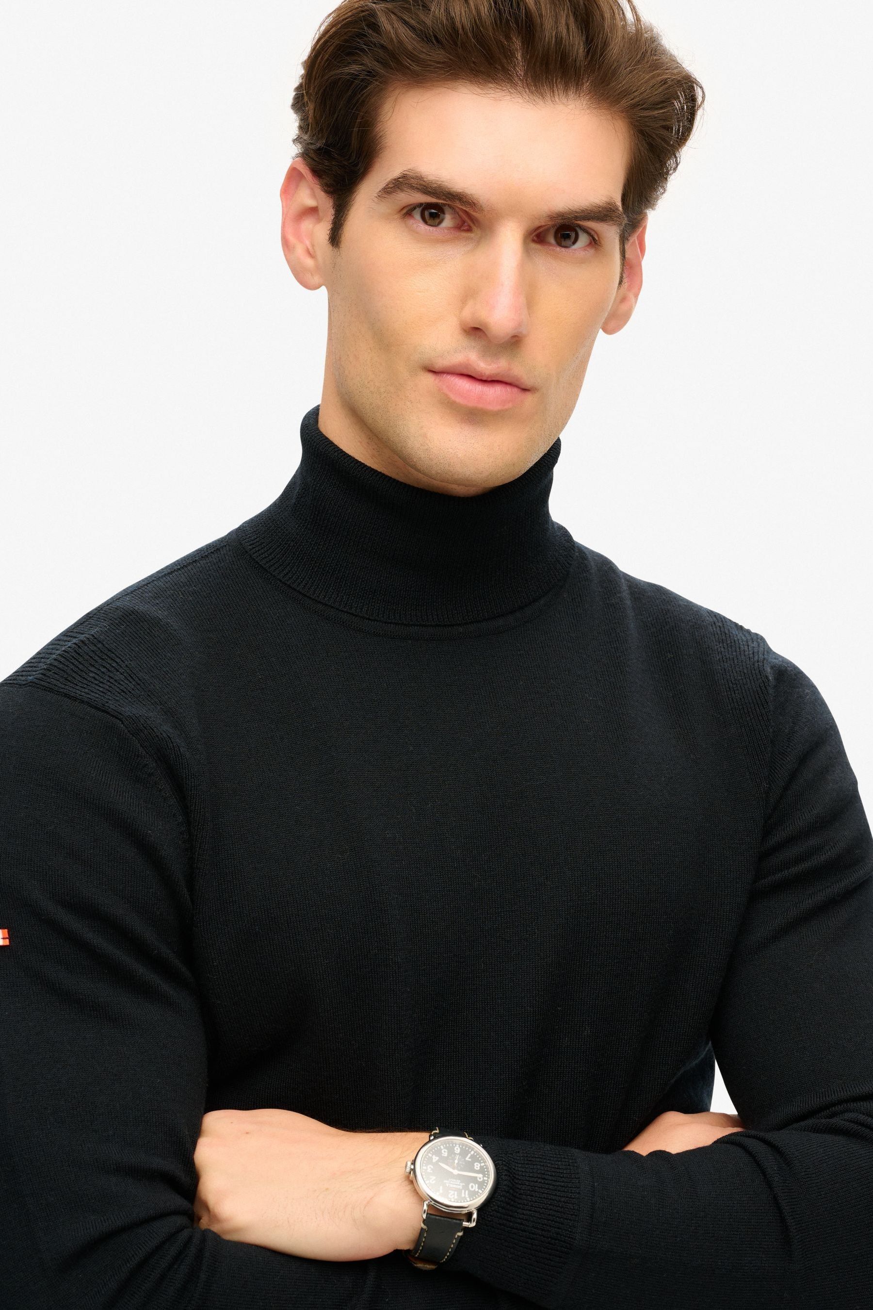 Buy Superdry Black Merino Roll Neck Jumper from Next Luxembourg
