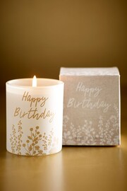 Natural Happy Birthday Floral Candle - Image 1 of 2