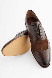 Brown Leather Oxford Wing Cap Brogue Shoes - Image 5 of 6