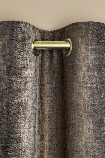 Black/Bronze Gold with Gold Eyelets Metallic Stripe Eyelet Lined Curtains