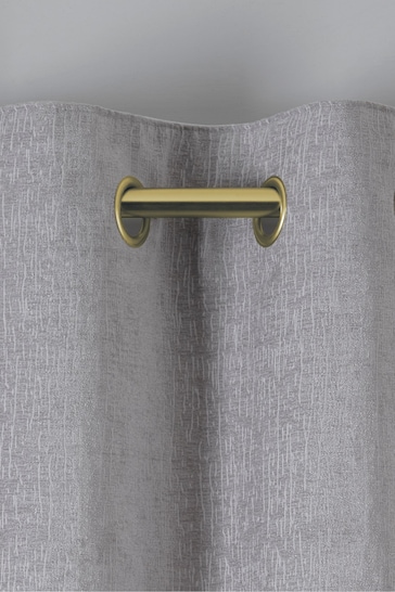Light Grey with Gold Eyelets Next Heavyweight Chenille Eyelet Lined Curtains