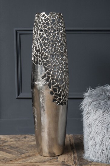 Libra Interiors Silver Apo Coral Small Textured Vase