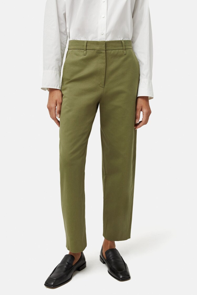 Jigsaw Green Nevis 100% Cotton Chino Trousers - Image 1 of 5