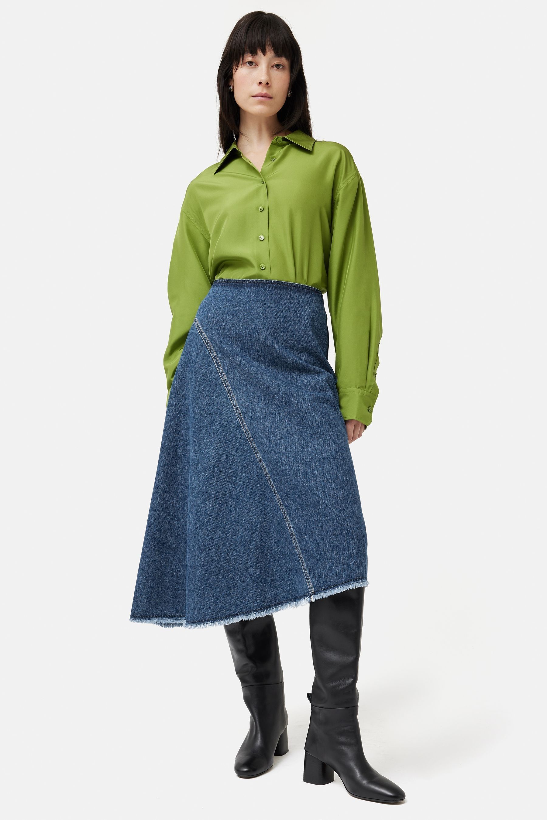 Jigsaw blue denim best sale skirt