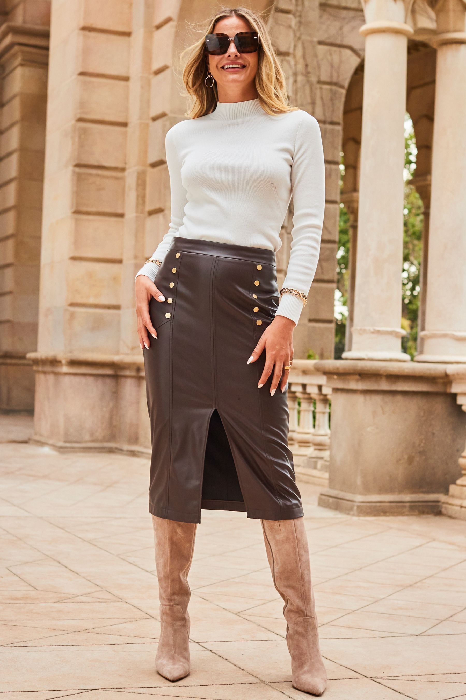 A brown 2025 pencil skirt