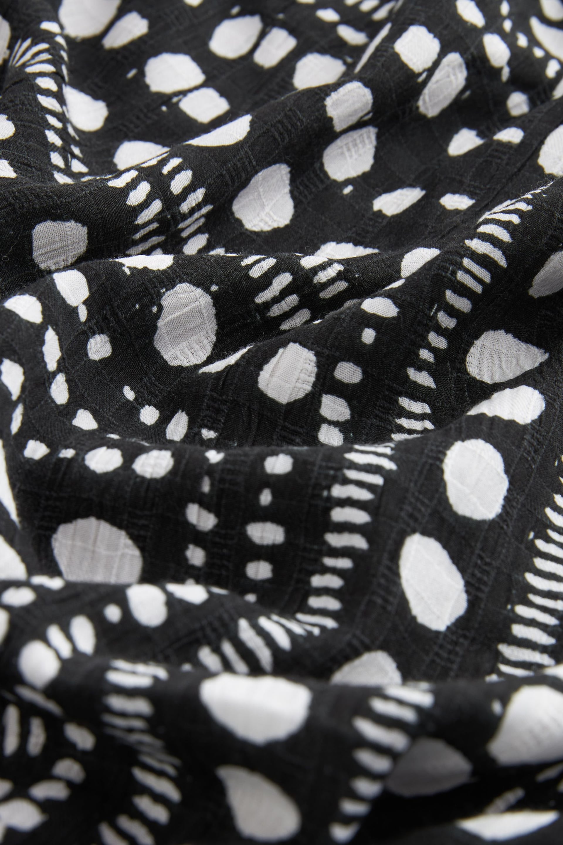 Black/White Spot Off Shoulder Summer Dress - Image 6 of 6