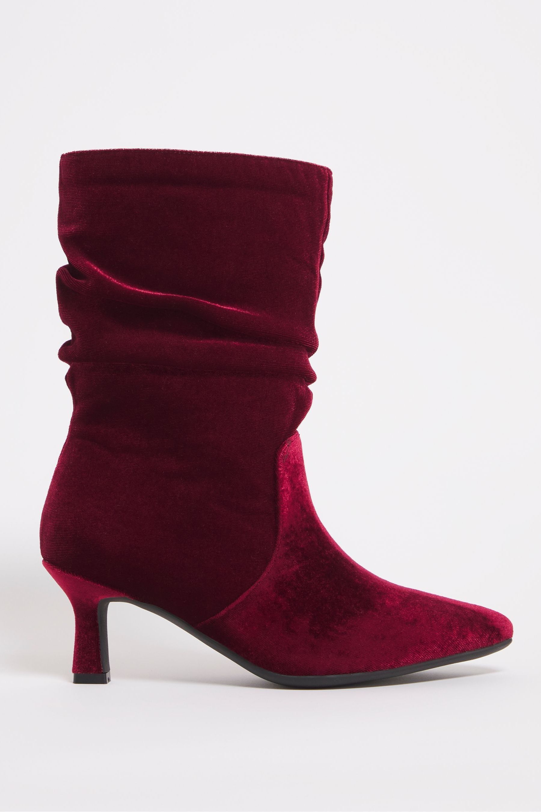 Buy JD Williams Bordo Ruched Kitten Heel Boots in Extra Wide Fit