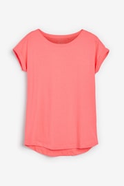 Fluro Coral Pink Round Neck Cap Sleeve T-Shirt - Image 2 of 4