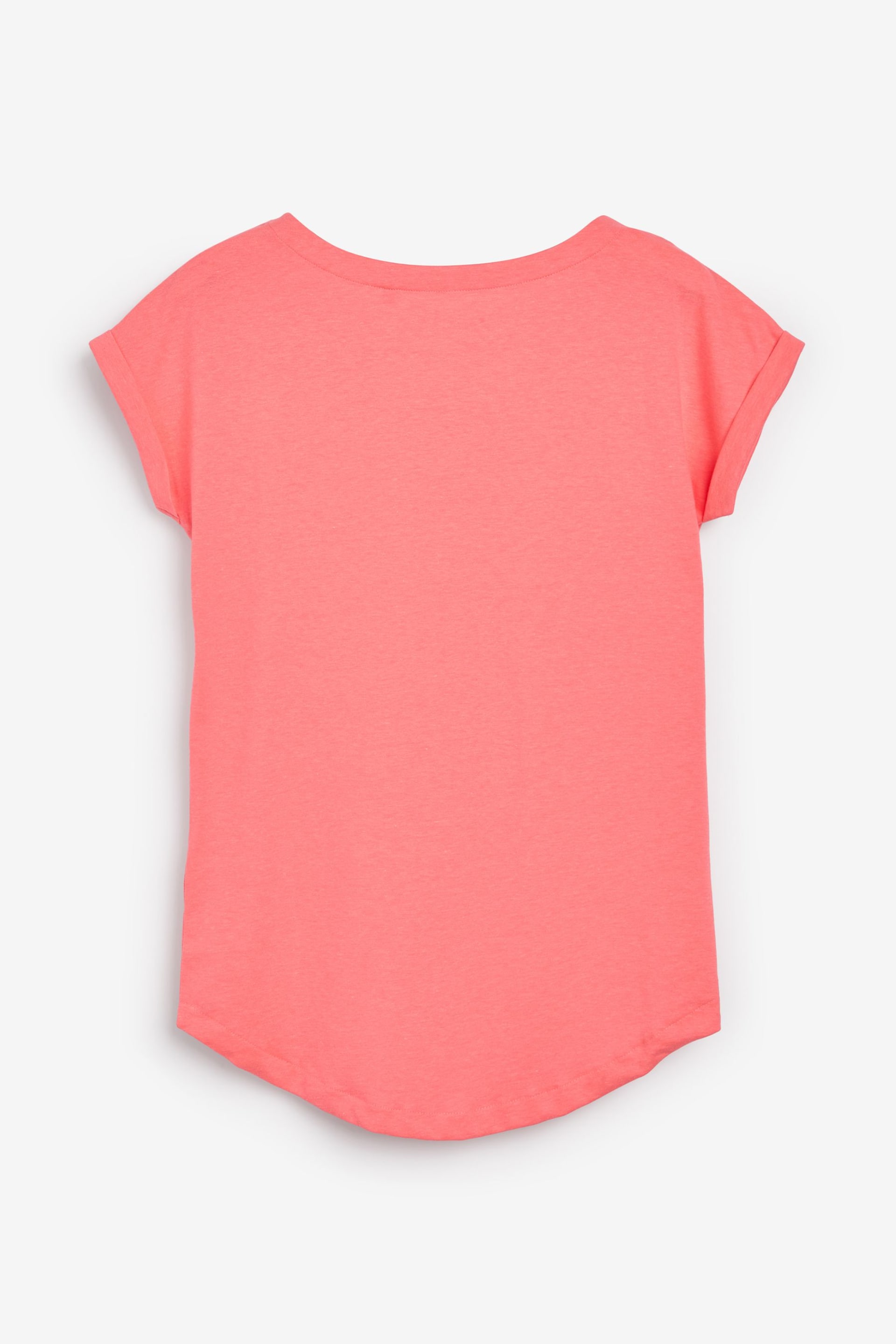 Fluro Coral Pink Round Neck Cap Sleeve T-Shirt - Image 3 of 4