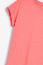 Fluro Coral Pink Round Neck Cap Sleeve T-Shirt - Image 4 of 4