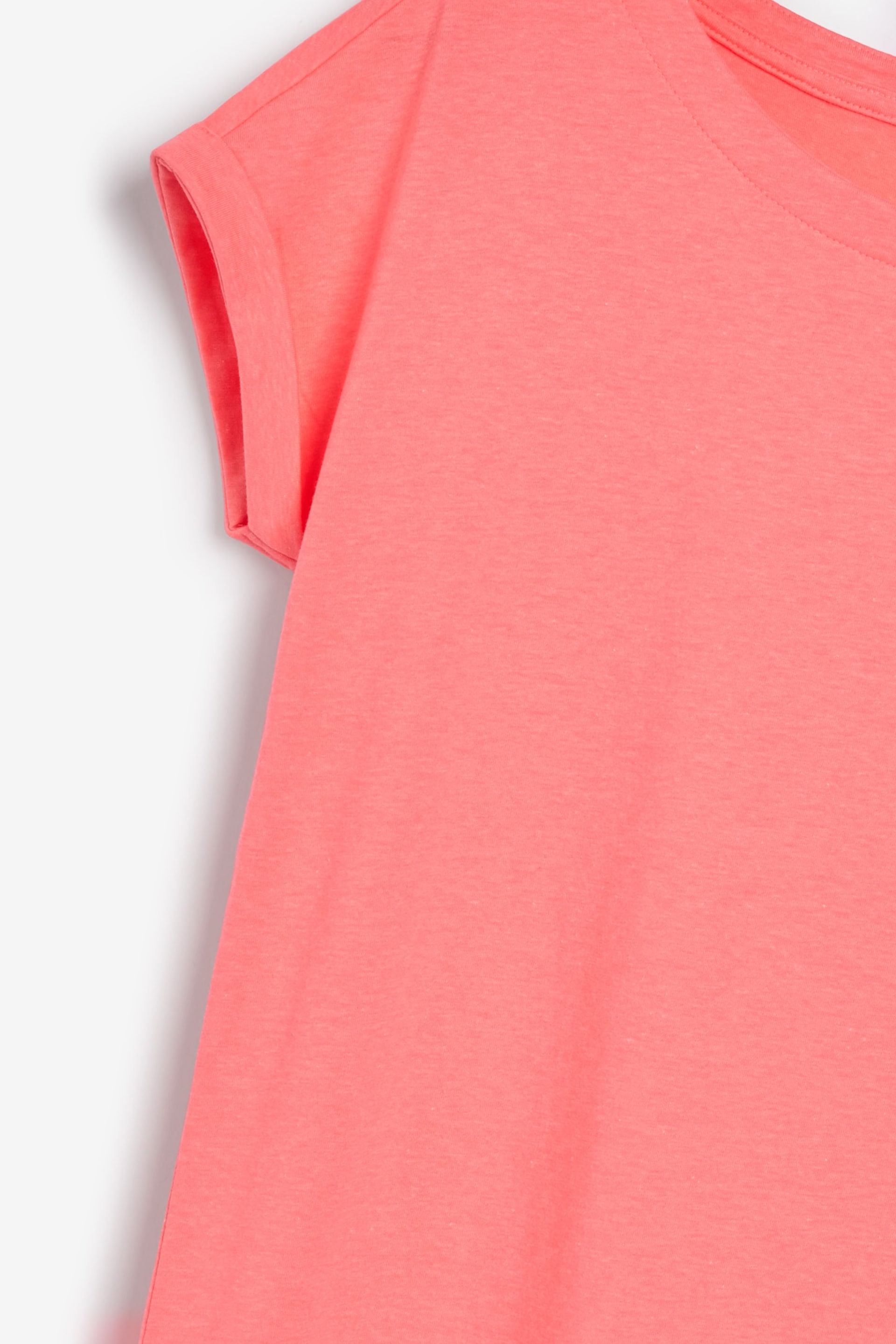 Fluro Coral Pink Round Neck Cap Sleeve T-Shirt - Image 4 of 4