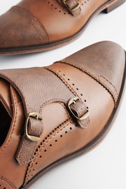 Tan/Brown Double Monk Toe Cap Shoes - Image 5 of 7