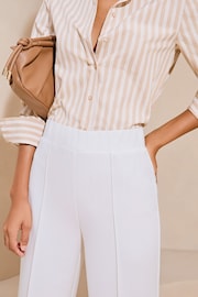 Lipsy White High Waist Wide Leg Tailored Trousers - Image 4 of 4