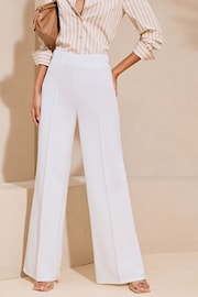 Lipsy White Petite High Waist Wide Leg Tailored Trousers - Image 1 of 4