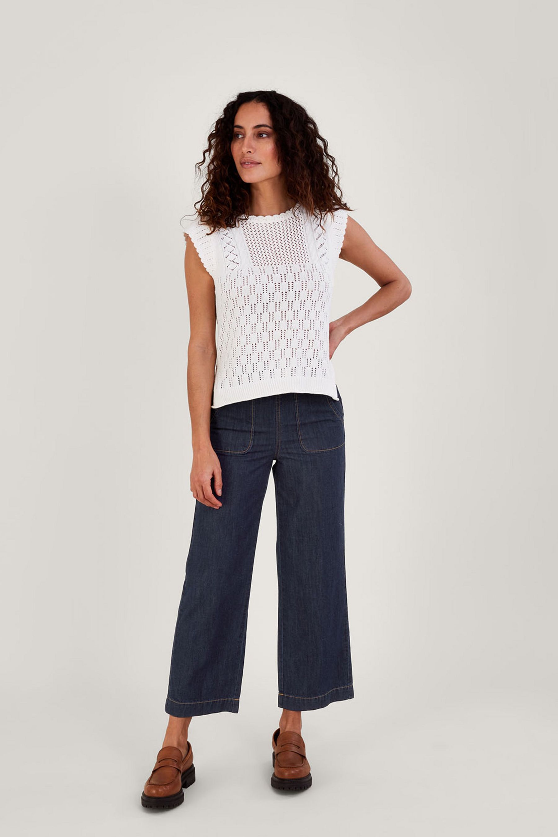 Wide leg pull on jeans sale
