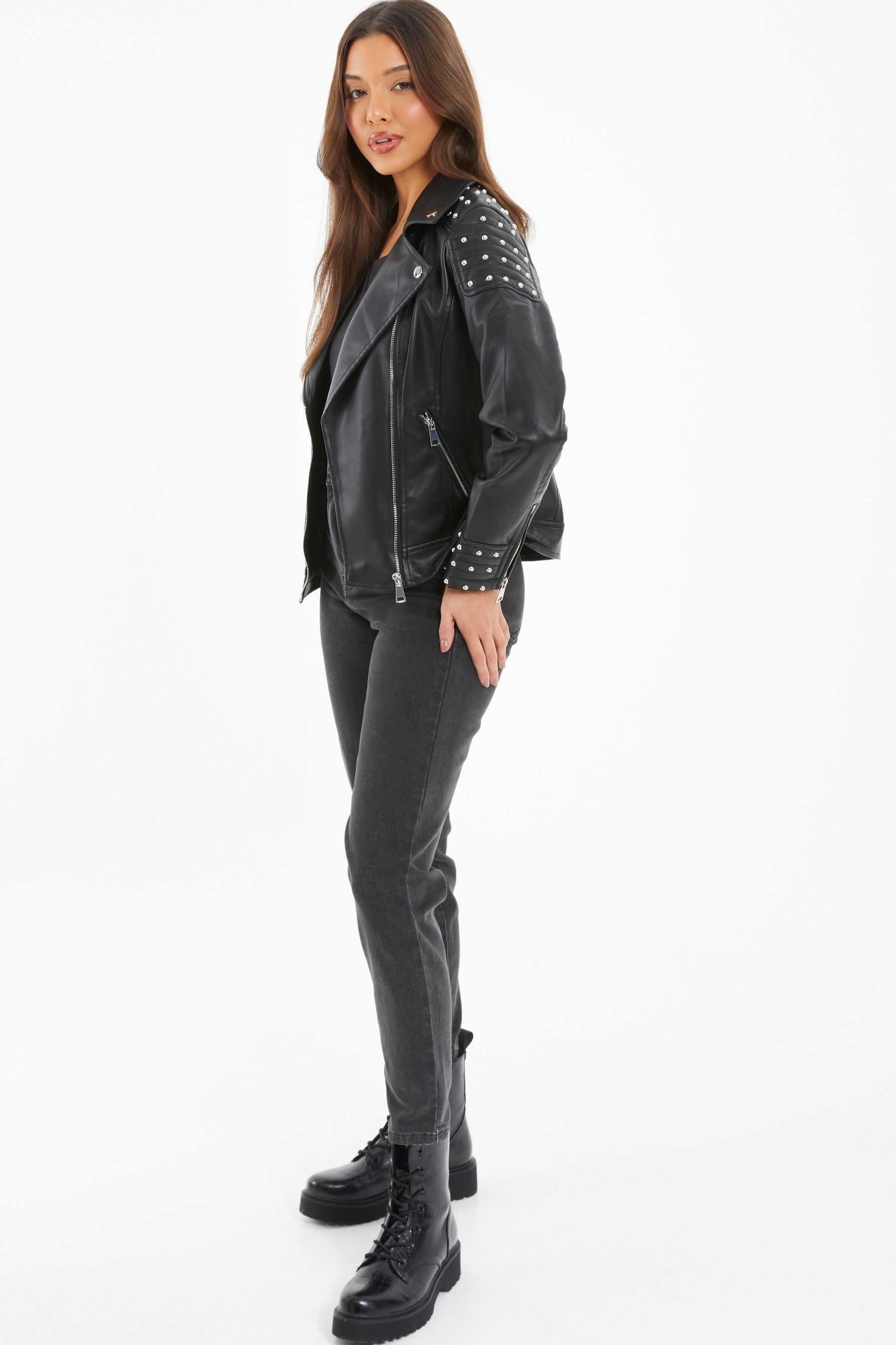 Studded biker cheap jacket