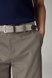 Dark Stone Textured Cotton Blend Chino Shorts with Belt Included - Image 3 of 4