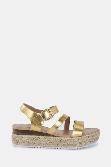 Novo Gold Wide Fit SIMBA Espadrille Strappy Sandals