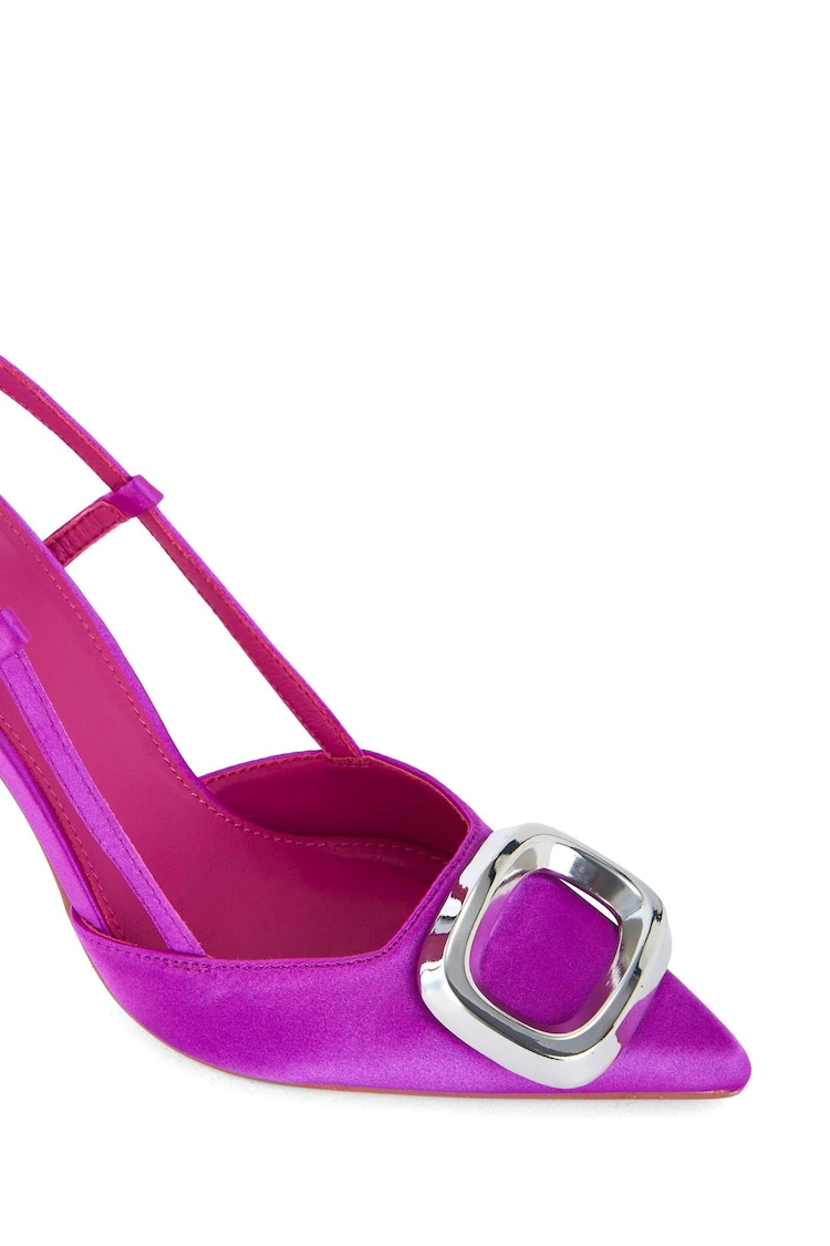 Novo Pink Yamini Satin Hardware Slingback Court Shoes - Image 6 of 6