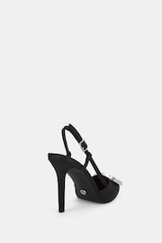 Novo Black Yamini Satin Hardware Slingback Court Shoes - Image 4 of 6