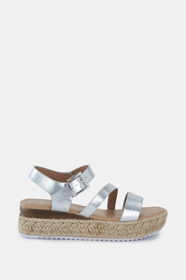 Novo Silver Wide Fit SIMBA Espadrille Strappy Sandals