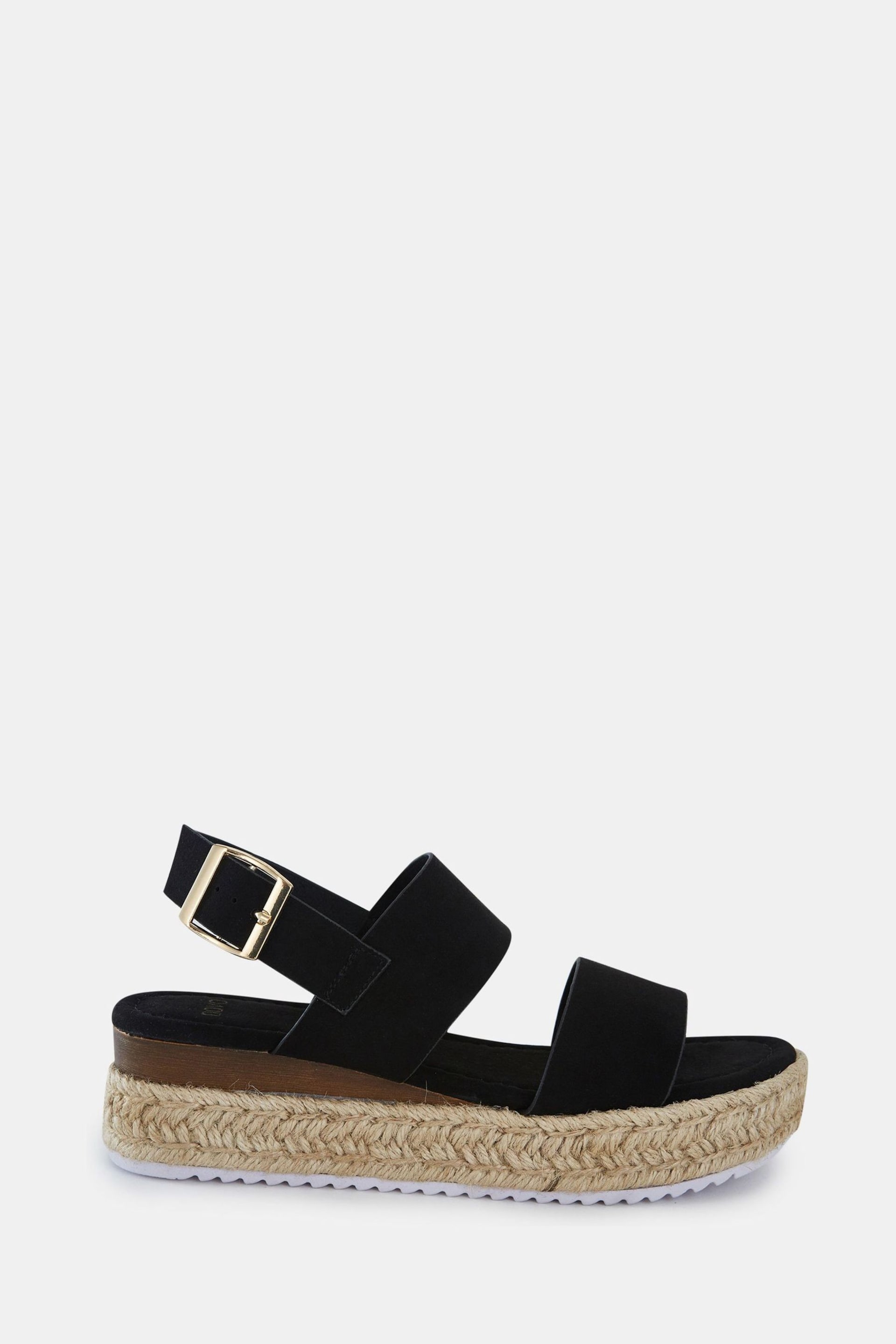 Novo Black Wide Fit Sadie Espadrille Double Strap Sandals - Image 2 of 5