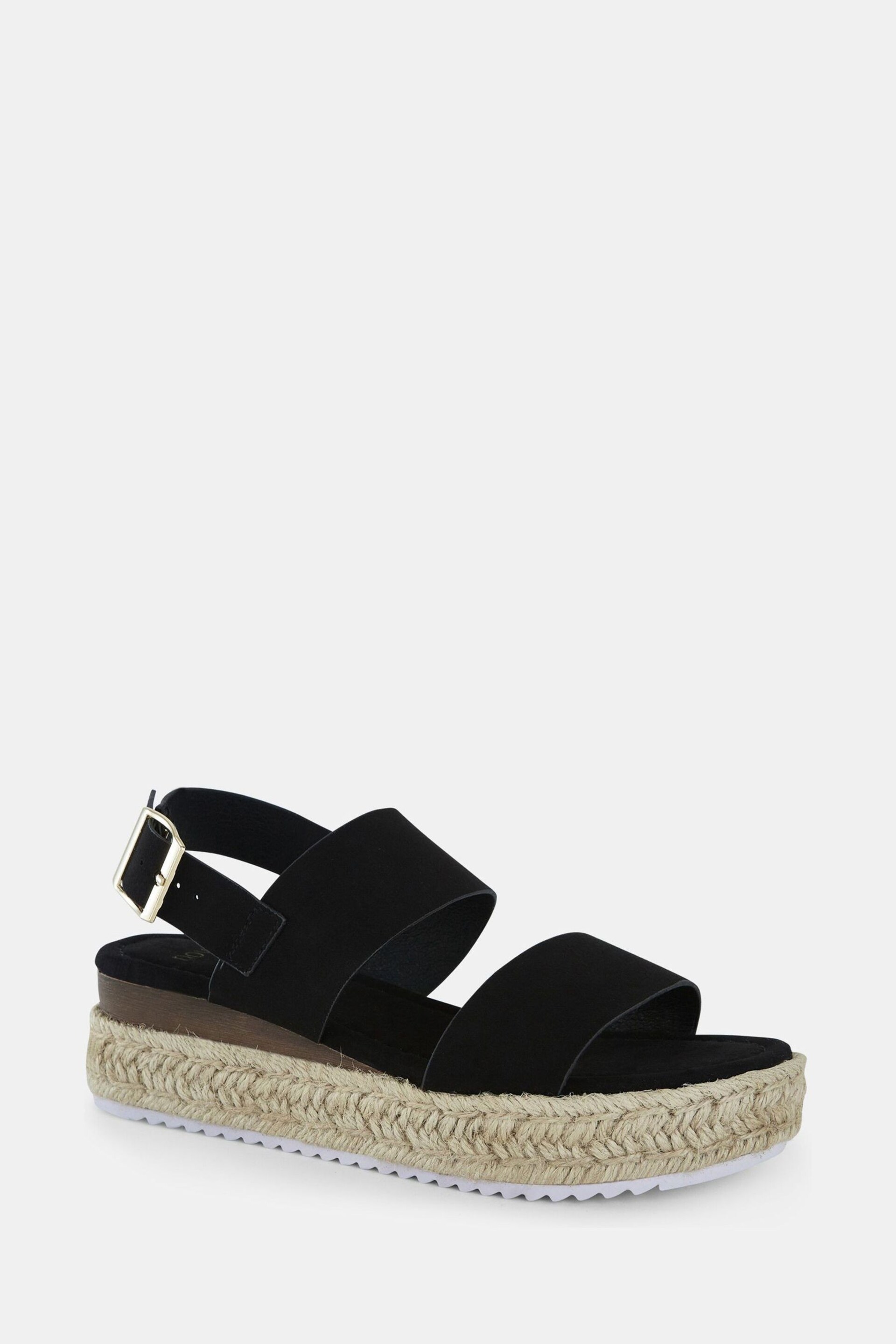 Novo Black Wide Fit Sadie Espadrille Double Strap Sandals - Image 3 of 5