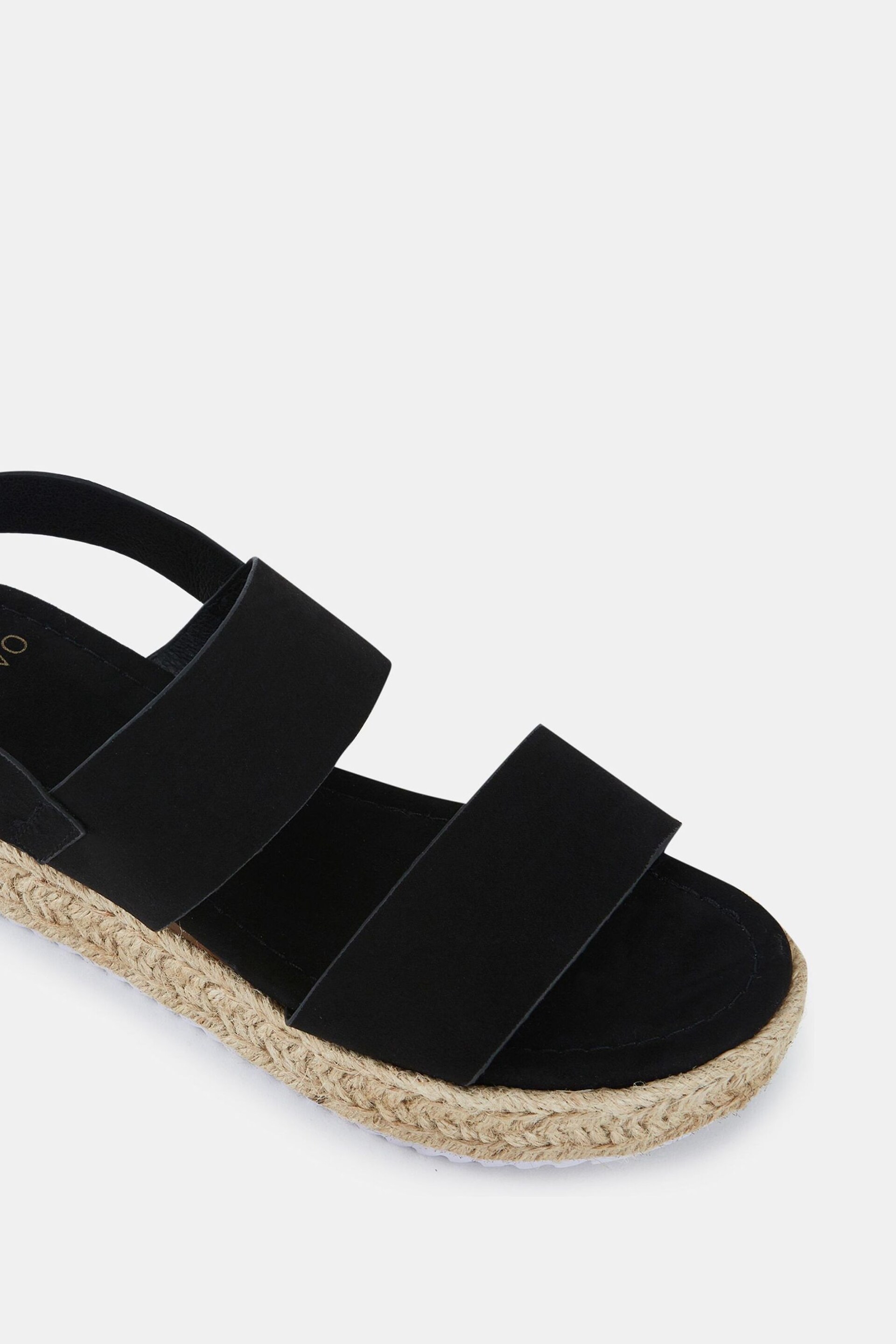 Novo Black Wide Fit Sadie Espadrille Double Strap Sandals - Image 4 of 5