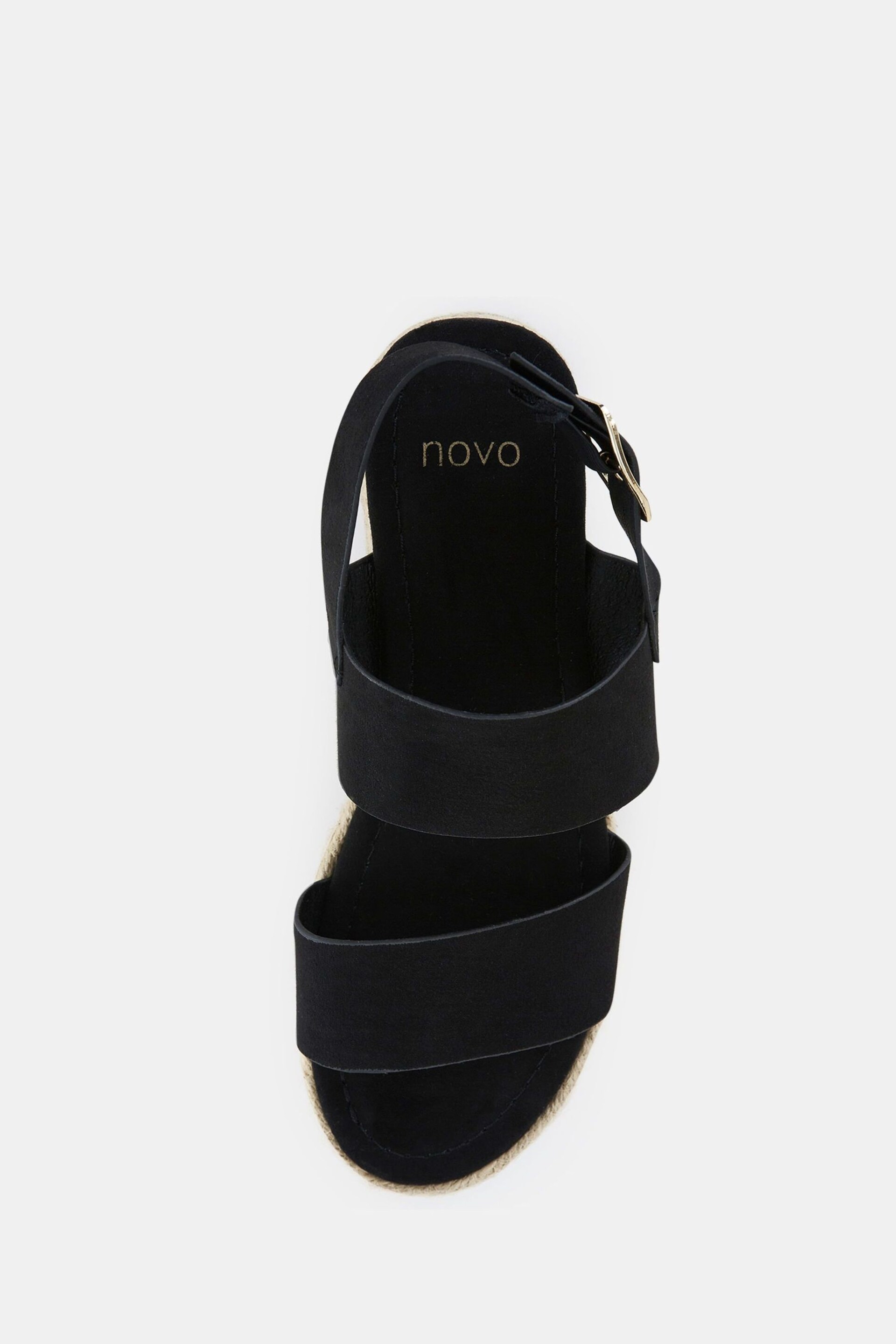 Novo Black Wide Fit Sadie Espadrille Double Strap Sandals - Image 5 of 5