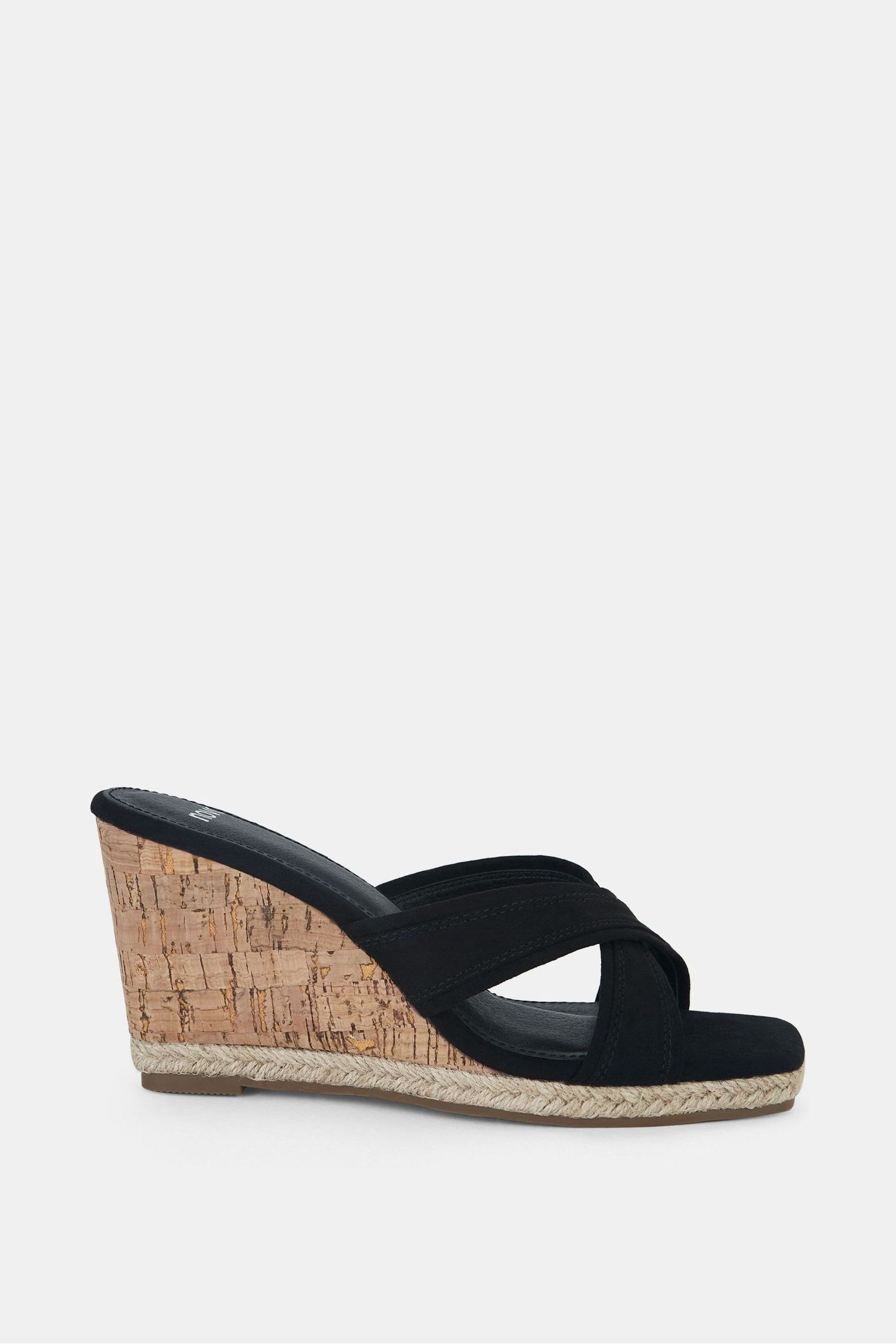 Novo Black Brixton Cork Wedge Mules