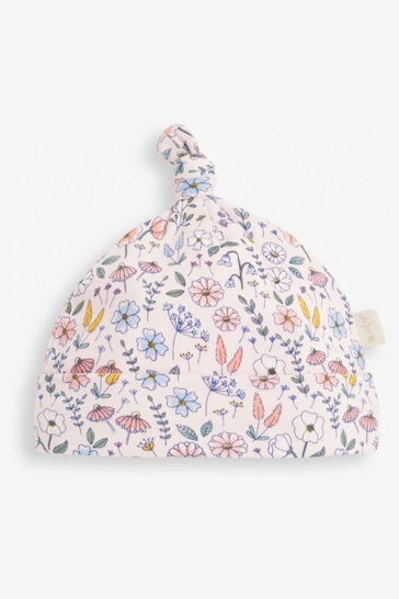 JoJo Maman Bébé Pink Floral Print Cotton Baby Hat