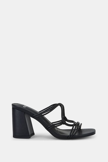 Novo Black Regular Fit Luckie Block Heel Mules