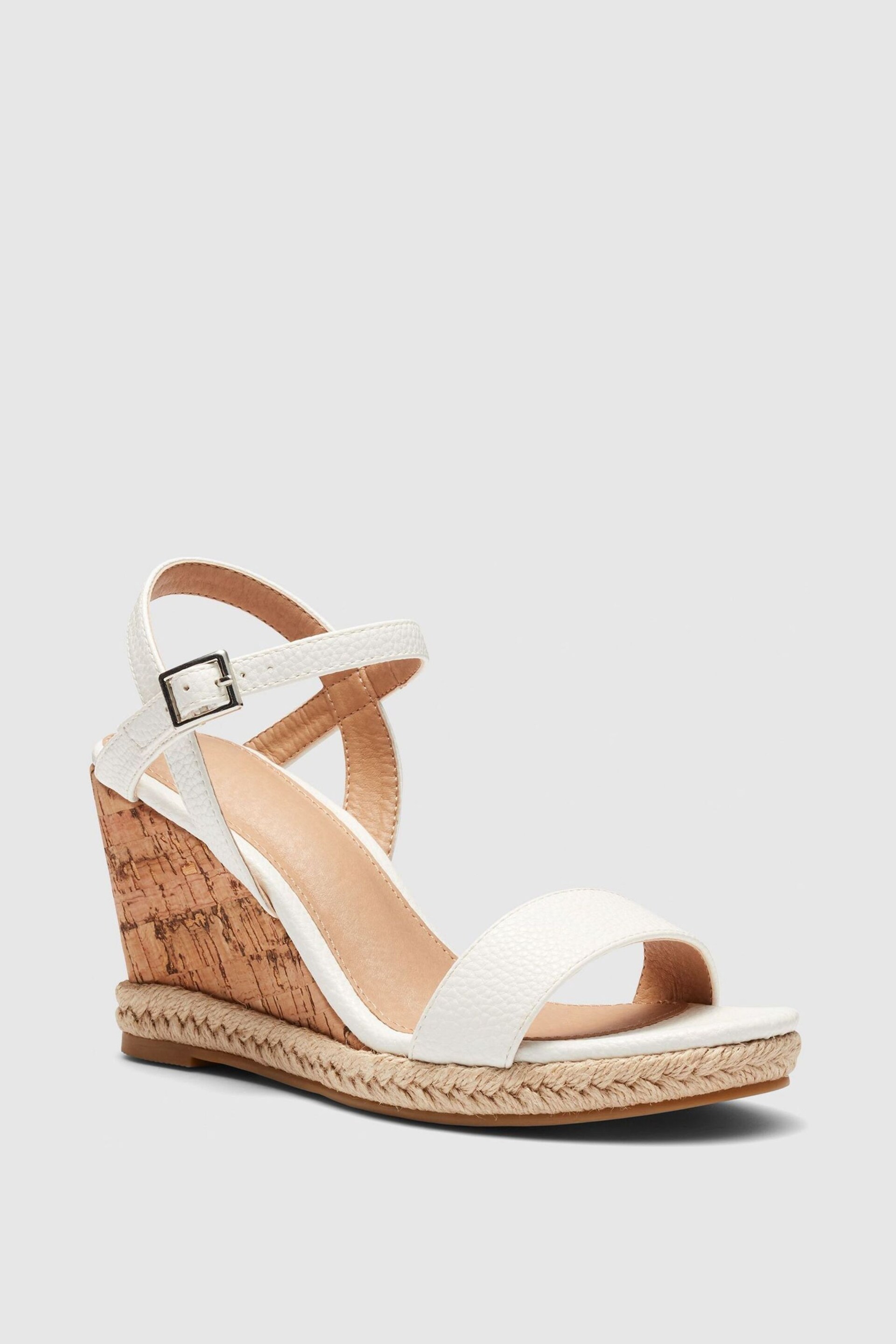 Novo White Regular Fit Booma Cork Wedge Sandals - Image 3 of 4