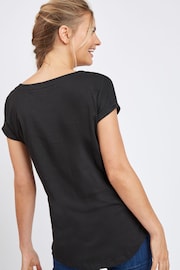 Black Round Neck Cap Sleeve T-Shirt - Image 2 of 4