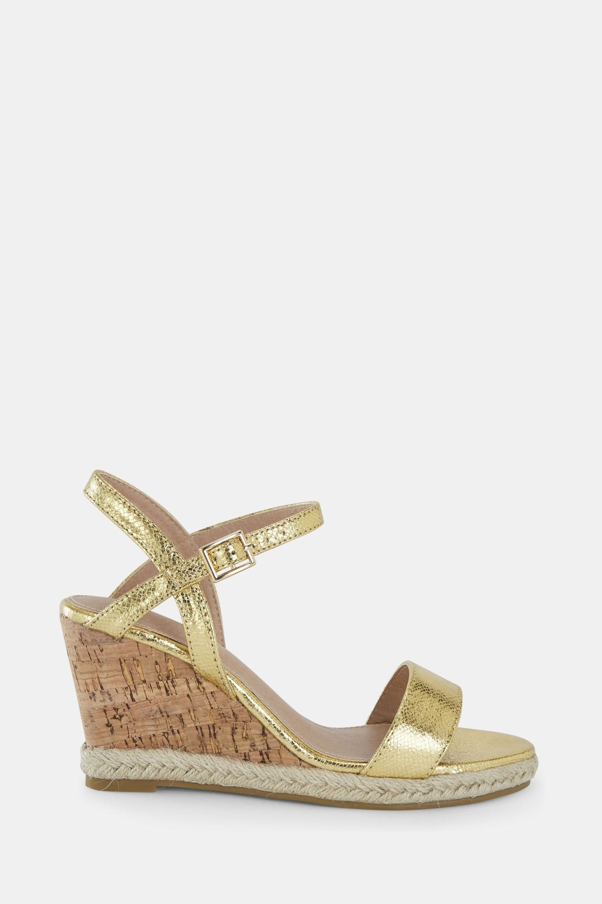 Novo Gold Regular Fit Booma Cork Wedge Sandals - Image 2 of 6