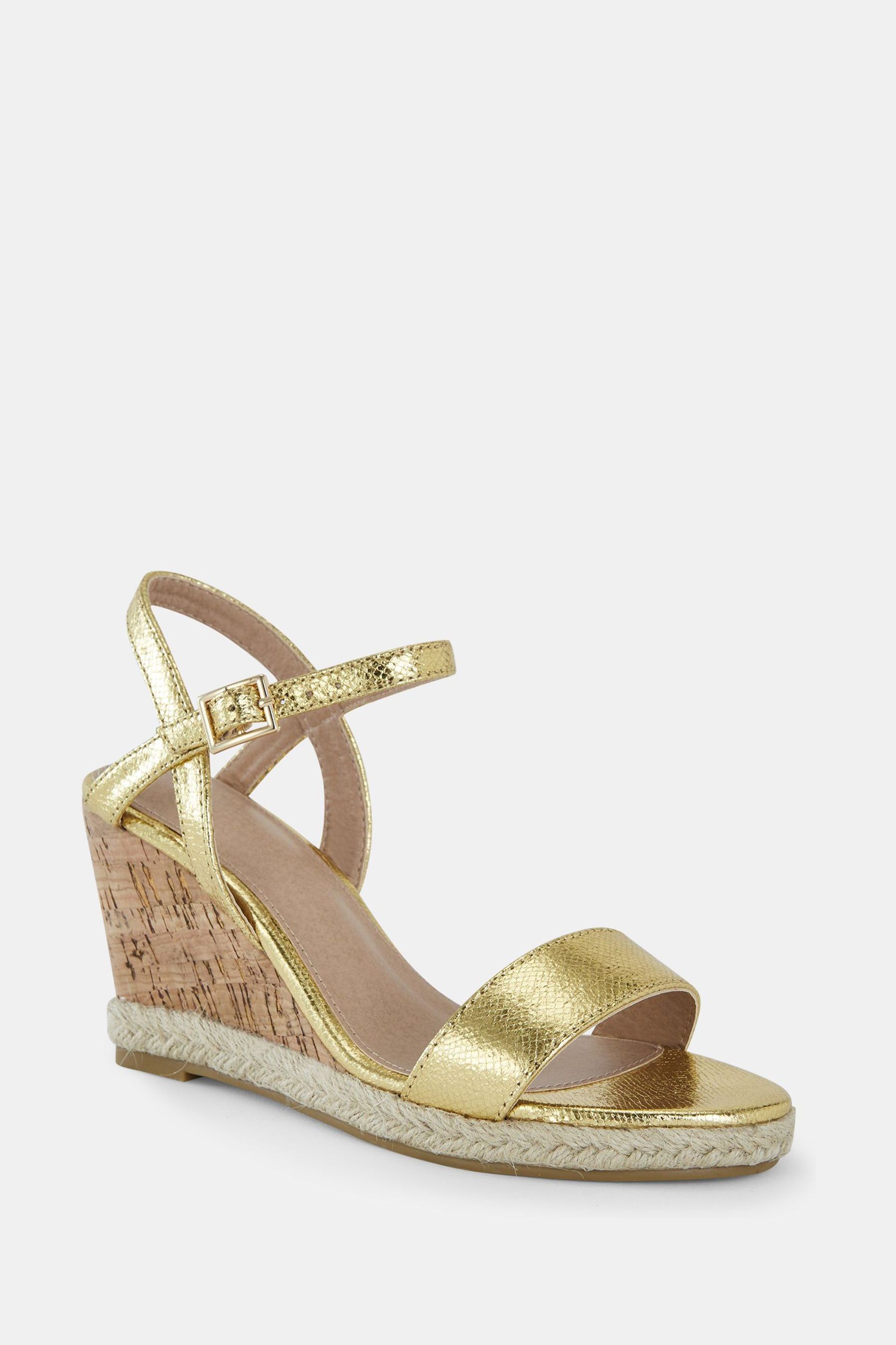 Novo Gold Regular Fit Booma Cork Wedge Sandals