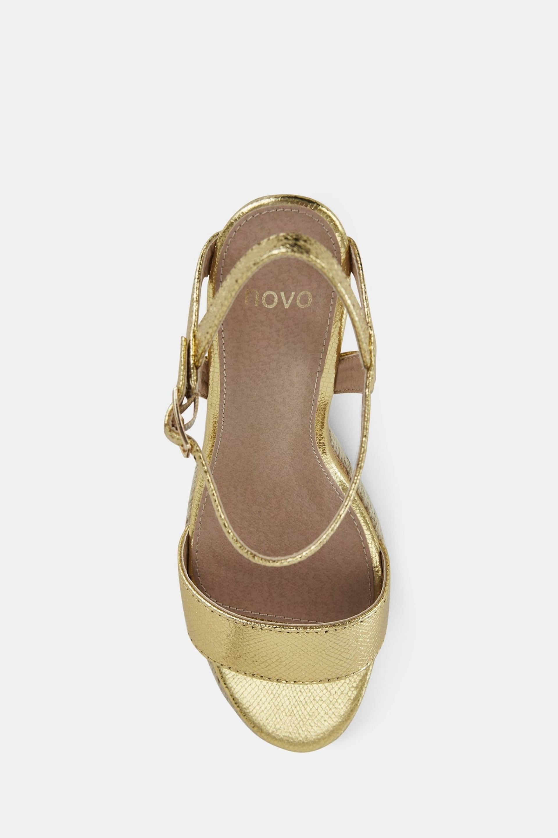 Novo Gold Regular Fit Booma Cork Wedge Sandals - Image 6 of 6