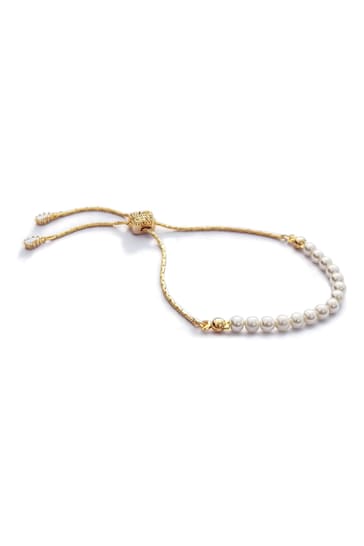 Ivory & Co Gold Carlisle And Pearl Dainty Toggle Bracelet