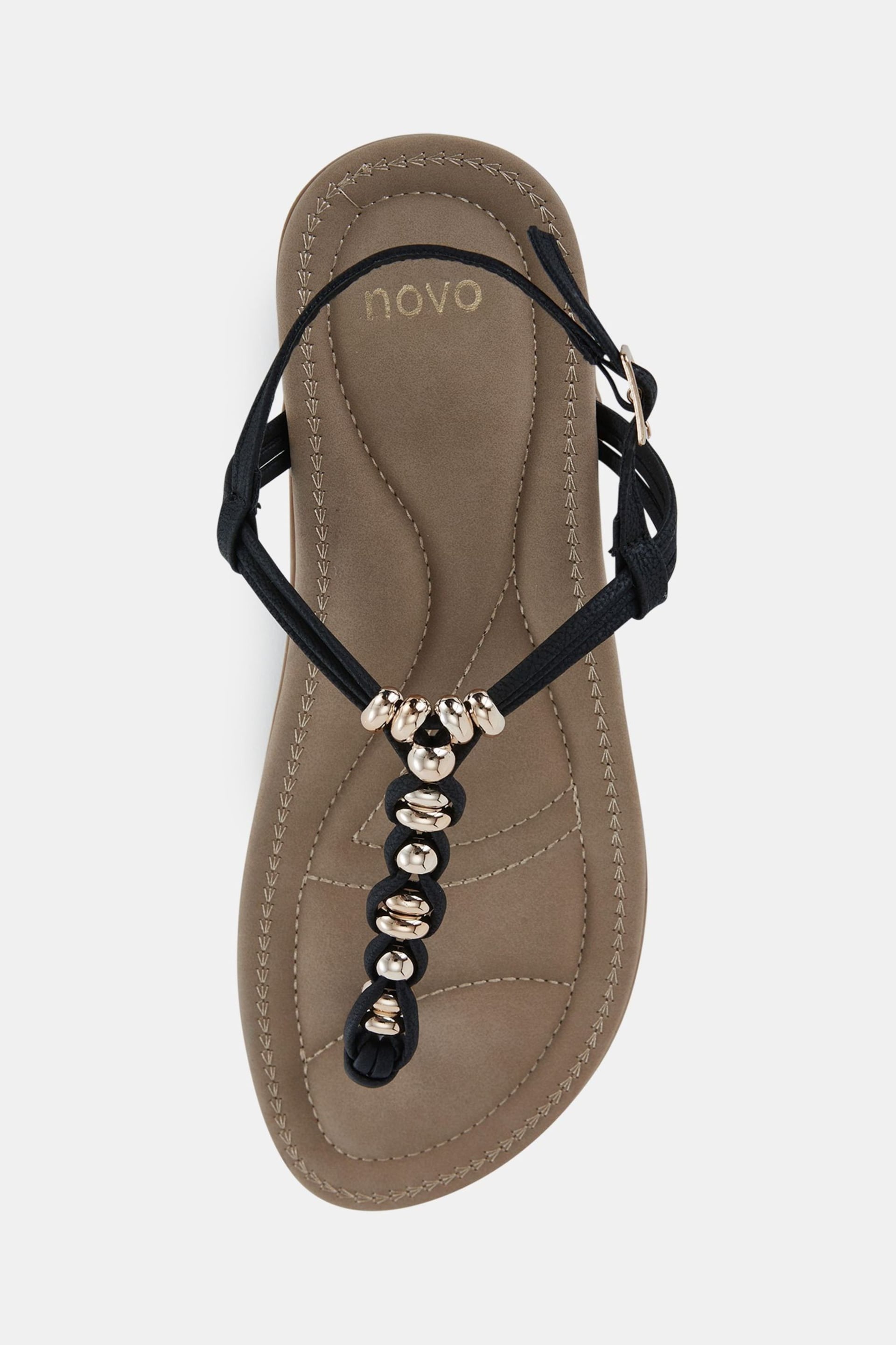 Novo Black Tara Toe Post Bead Sandals - Image 5 of 6