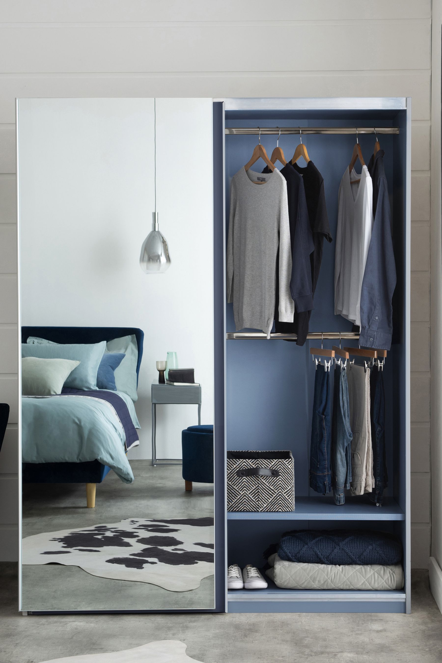 Grey White Sloane Collection Luxe 1.5m Sliding Glass Fitted Wardrobe