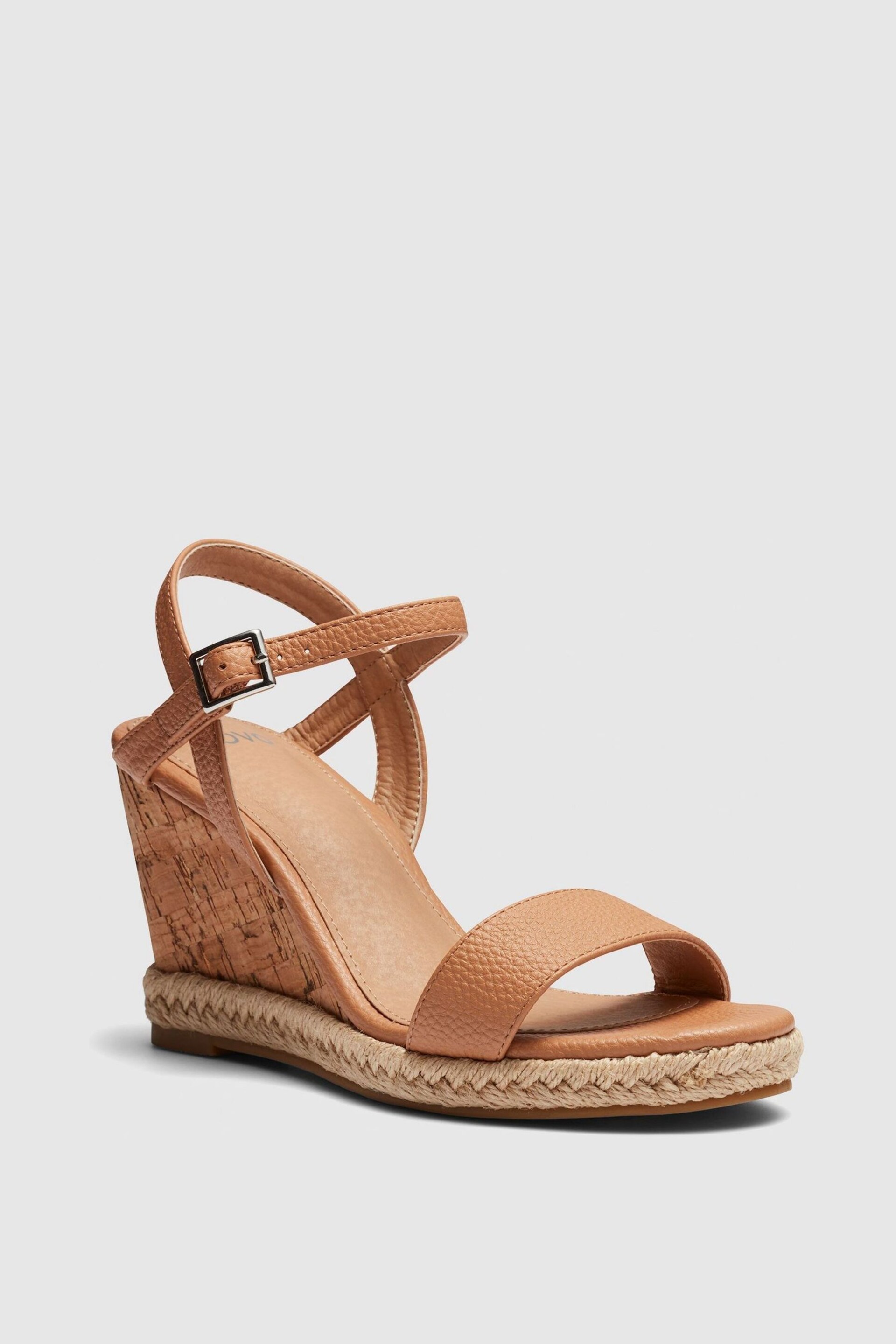 Novo Brown Wide Fit Booma Cork Wedge Sandals - Image 3 of 4