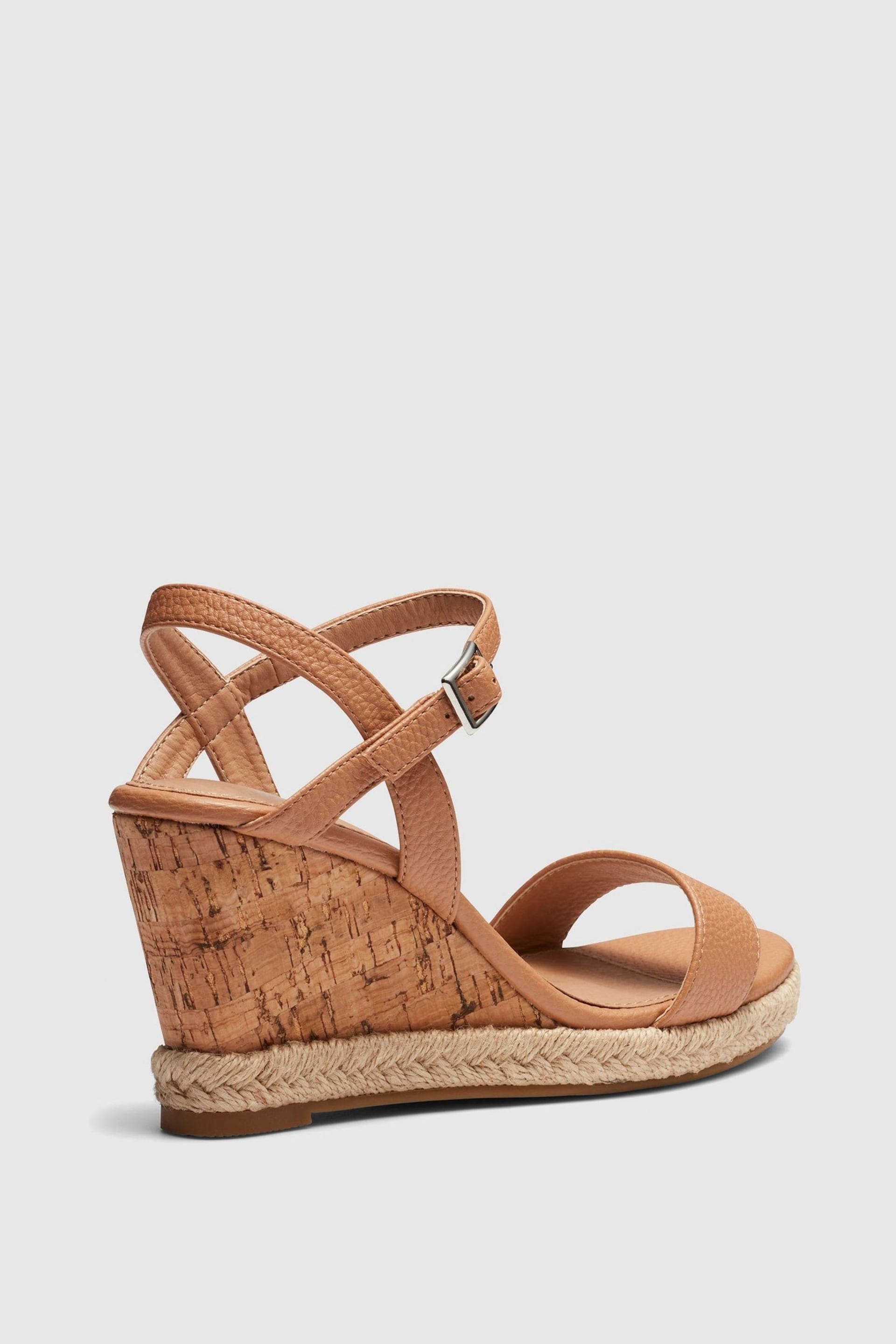 Novo Brown Wide Fit Booma Cork Wedge Sandals - Image 4 of 4
