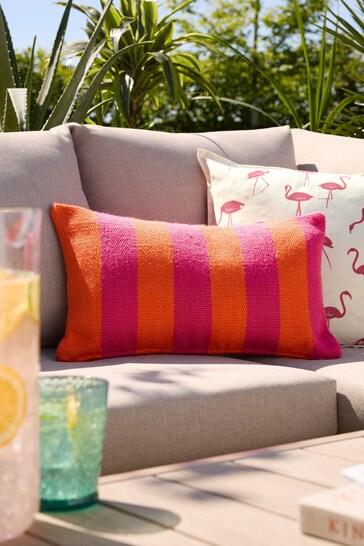 Fushsia Pink 50 x 30cm Stripe Bright Cushion