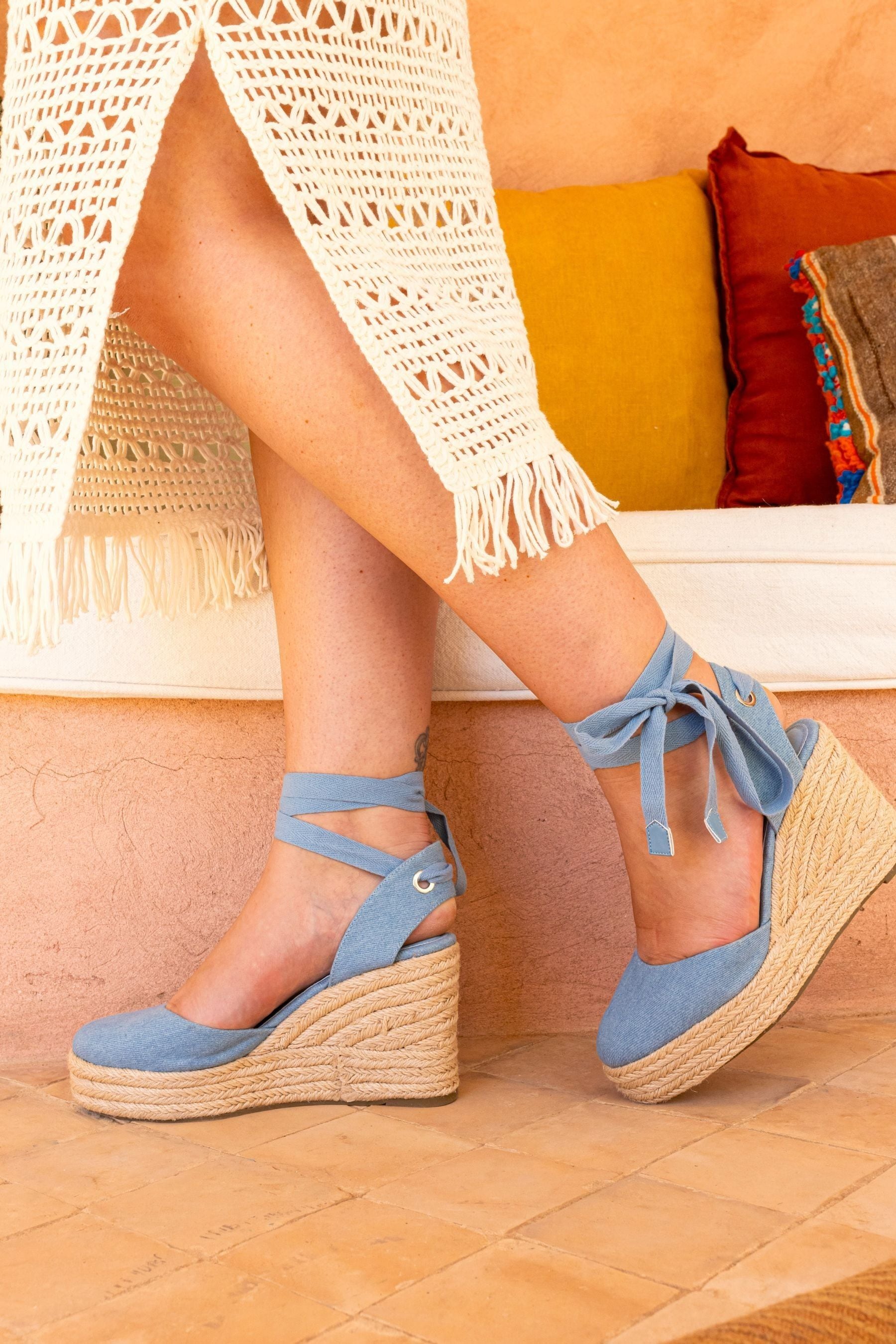 Blue closed toe wedges outlet