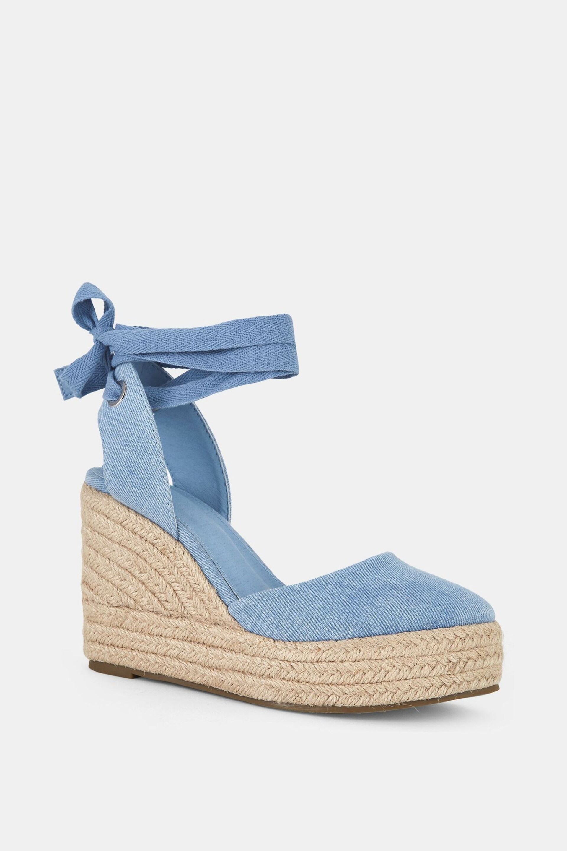 Novo Blue Regular Fit Buenos Aries Closed Toe Espadrille Wedges - Image 3 of 4