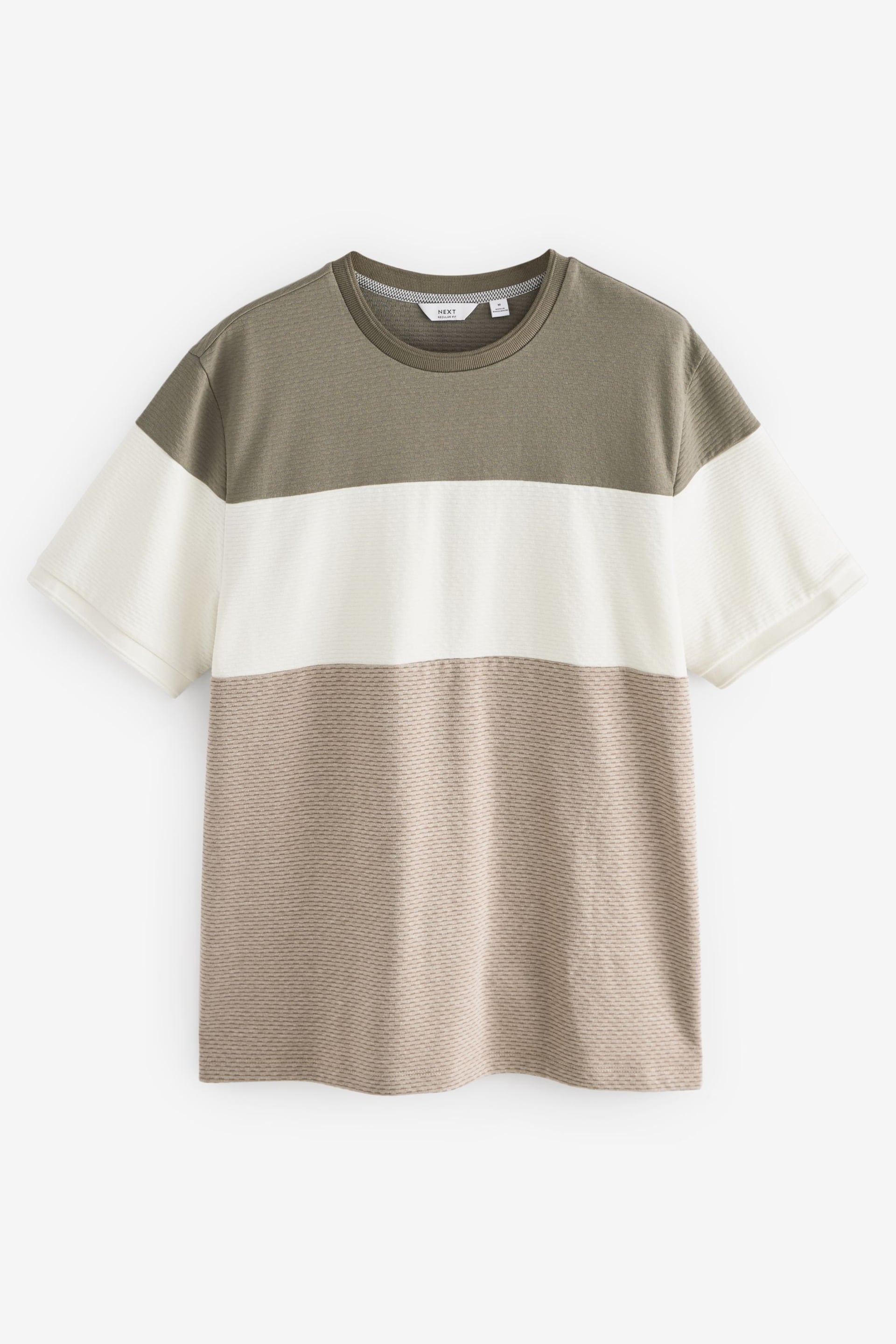 Neutral Textured Colour Block T-Shirt - Image 6 of 8